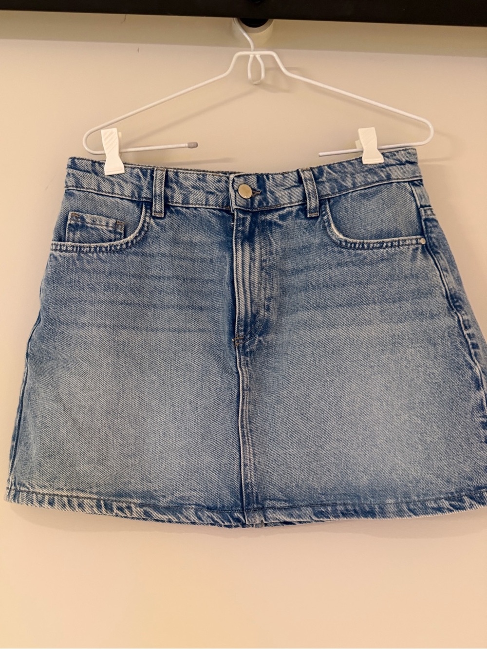Zara TRF Light Wash Denim Mini Skirt